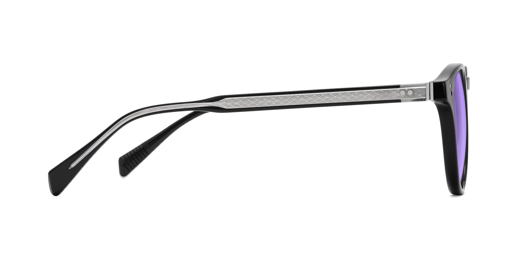 Side of Dayen in Black with Medium Purple Tinted Lenses