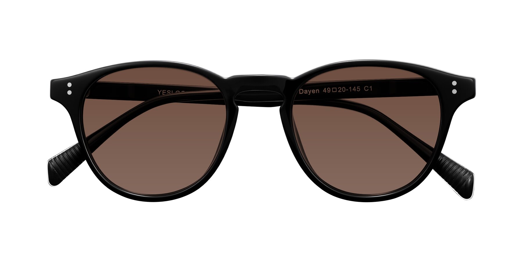 Folded Front of Dayen in Black with Brown Tinted Lenses