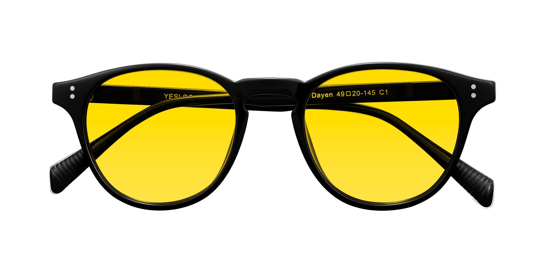 Folded Front of Dayen in Black with Yellow Tinted Lenses