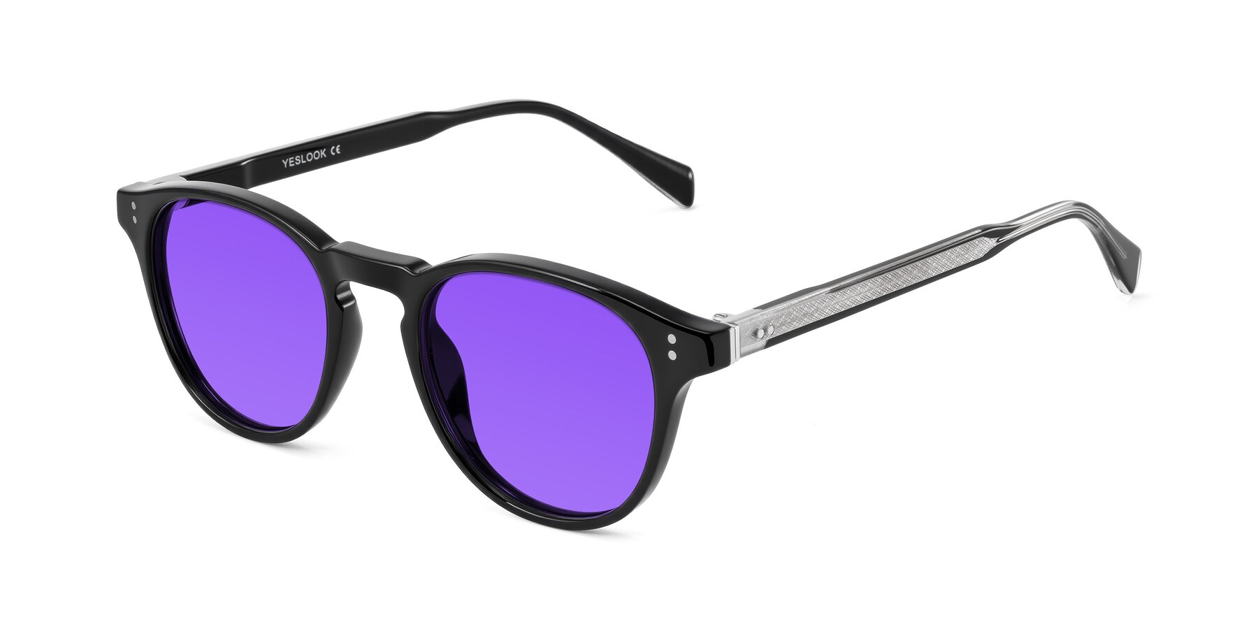 Angle of Dayen in Black with Purple Tinted Lenses