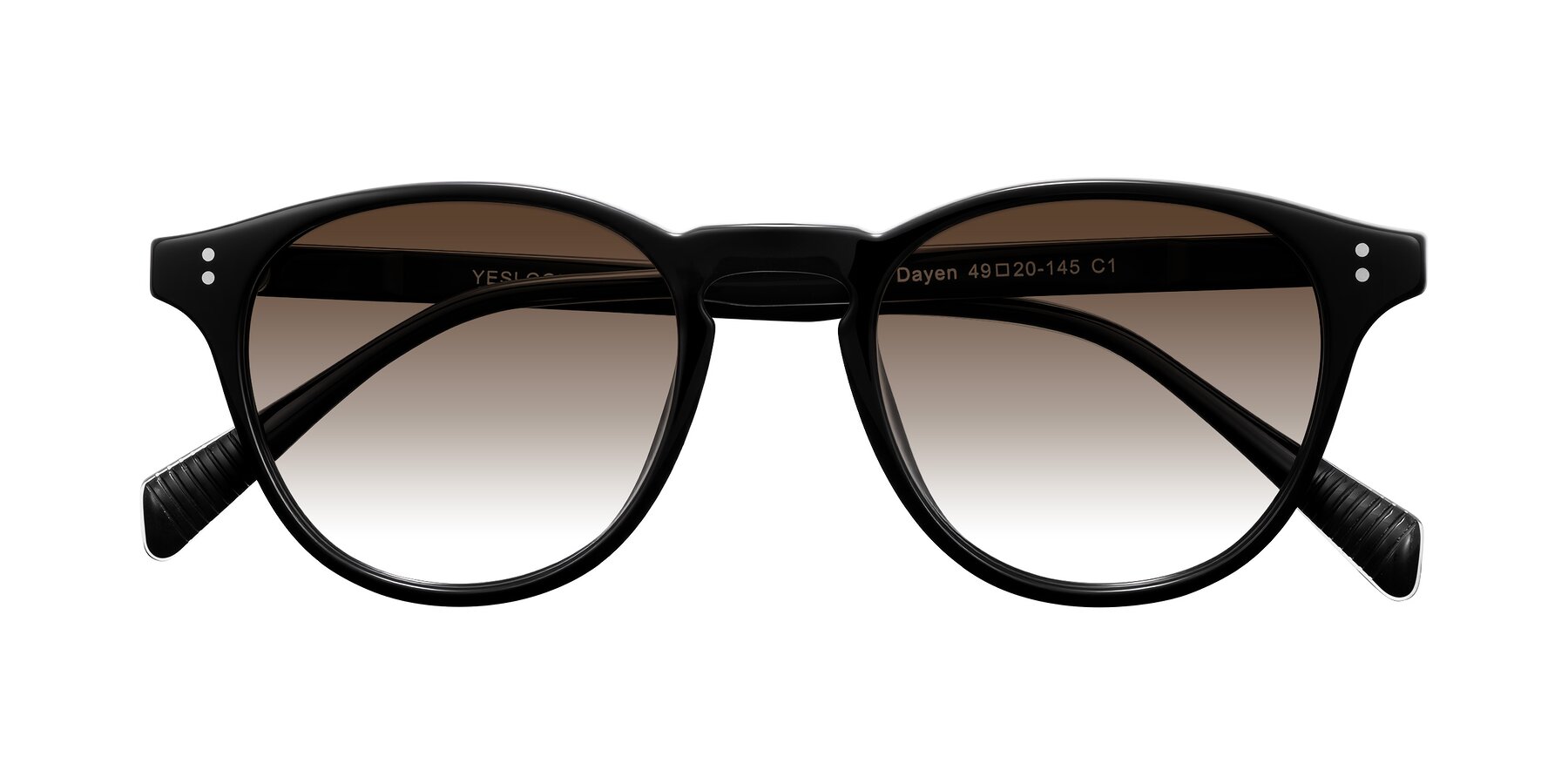 Folded Front of Dayen in Black with Brown Gradient Lenses