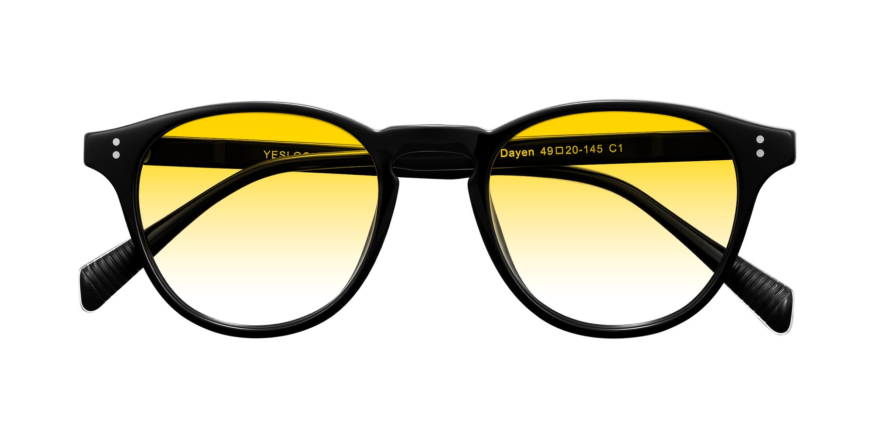 Folded Front of Dayen in Black with Yellow Gradient Lenses