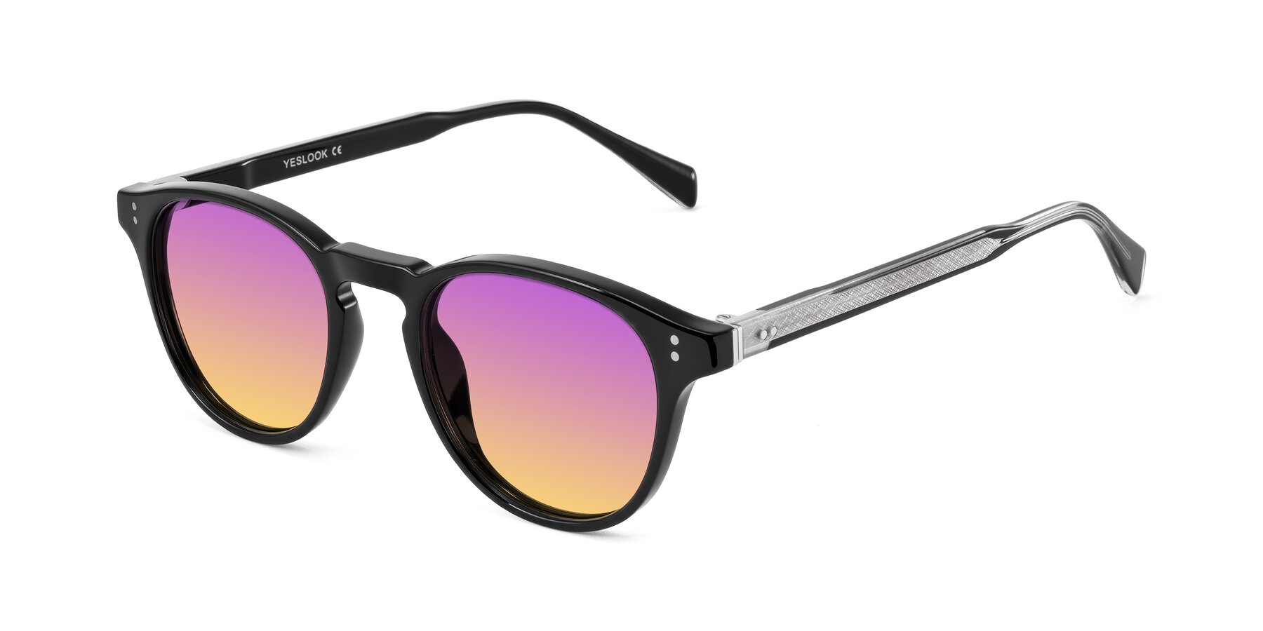 Angle of Dayen in Black with Purple / Yellow Gradient Lenses