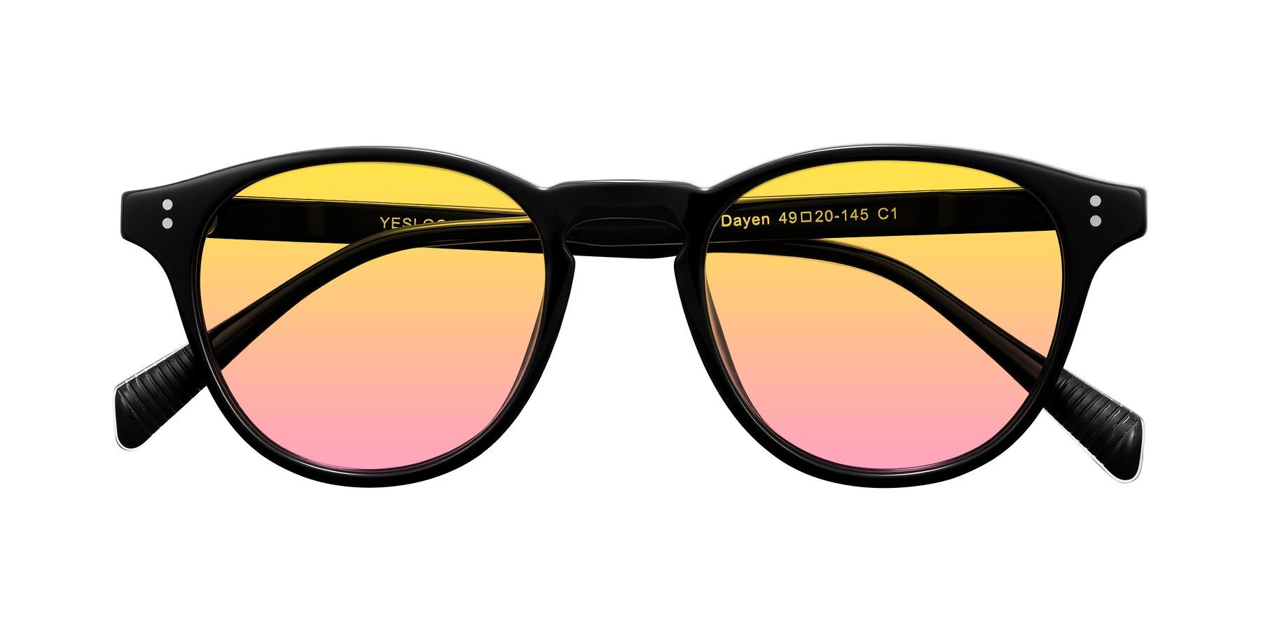 Folded Front of Dayen in Black with Yellow / Pink Gradient Lenses