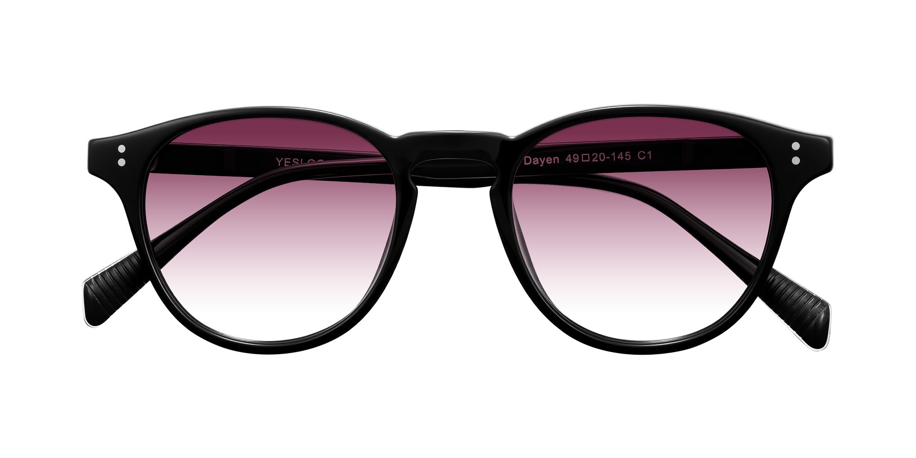 Folded Front of Dayen in Black with Wine Gradient Lenses