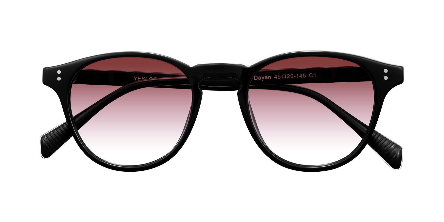 Folded Front of Dayen in Black with Garnet Gradient Lenses