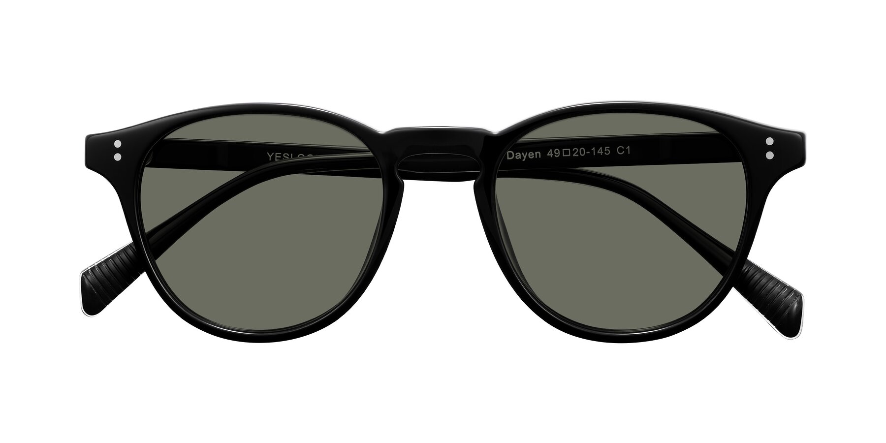 Folded Front of Dayen in Black with Gray Polarized Lenses