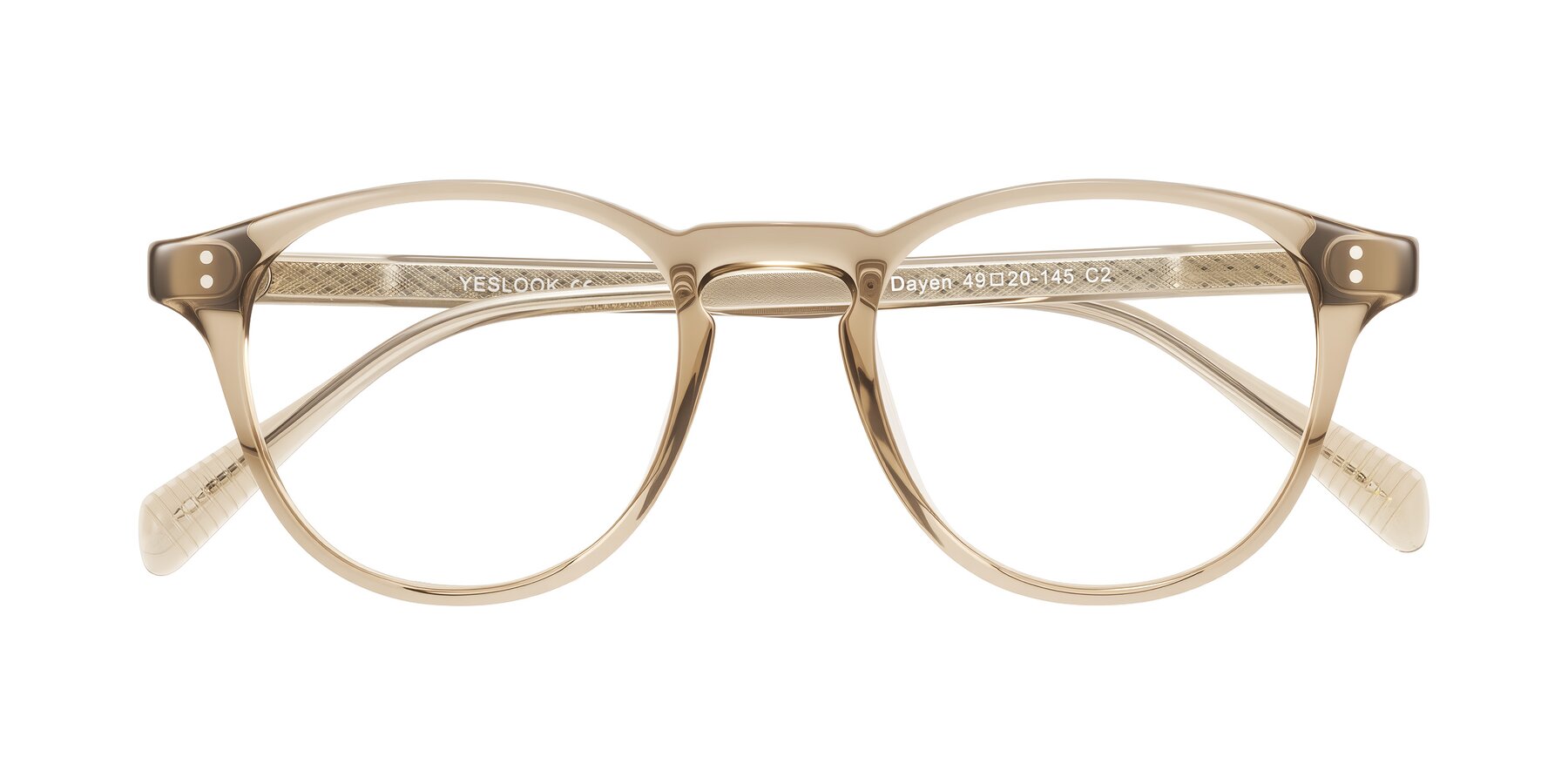 Folded Front of Dayen in Champagne with Clear Reading Eyeglass Lenses