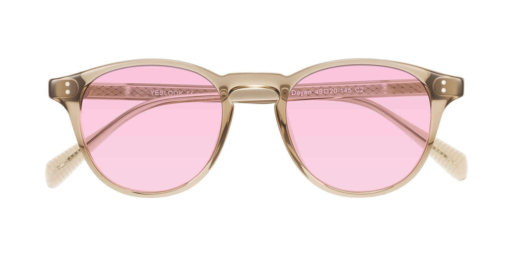 Folded Front of Dayen in Champagne with Light Pink Tinted Lenses