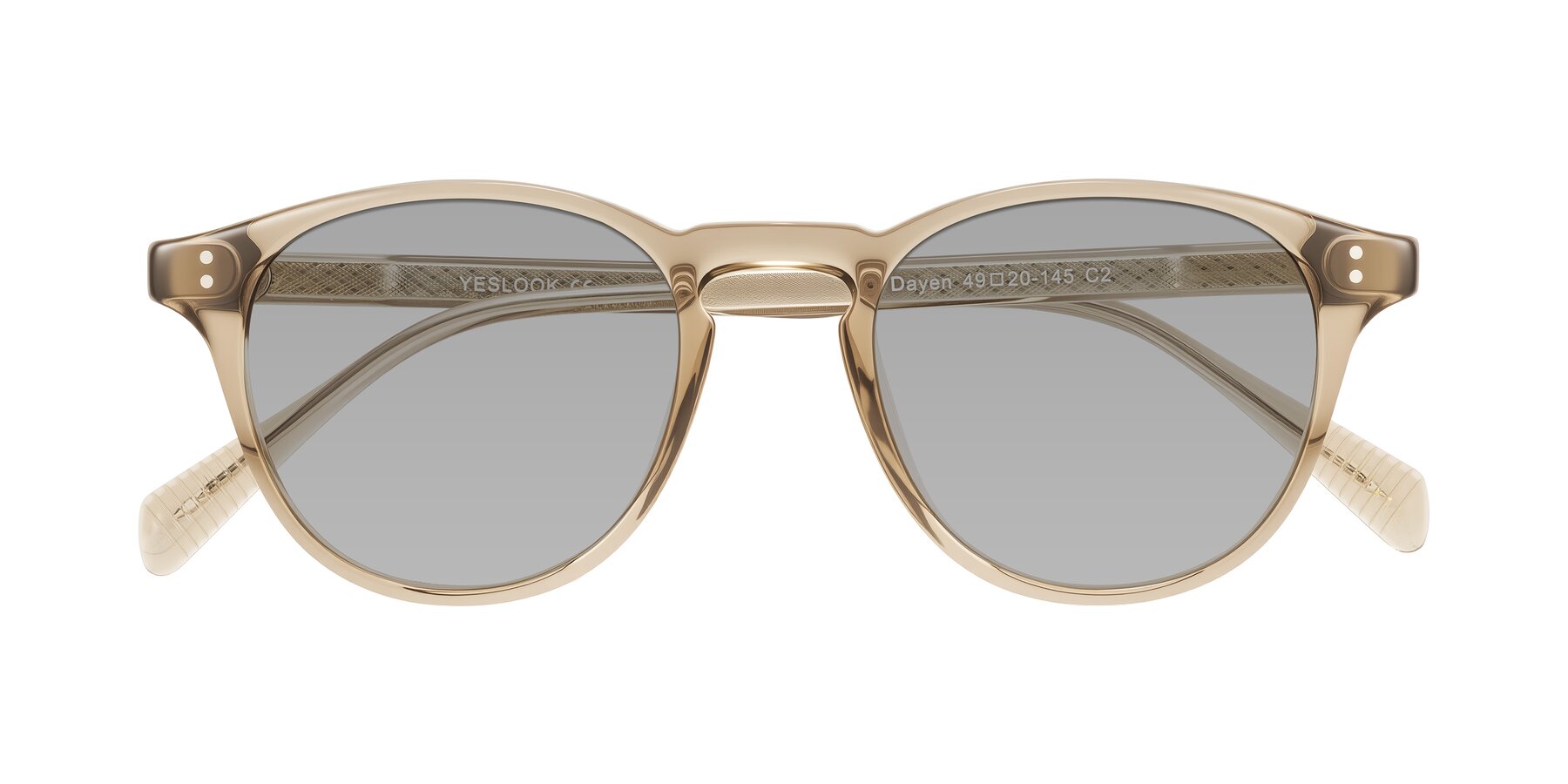 Folded Front of Dayen in Champagne with Light Gray Tinted Lenses