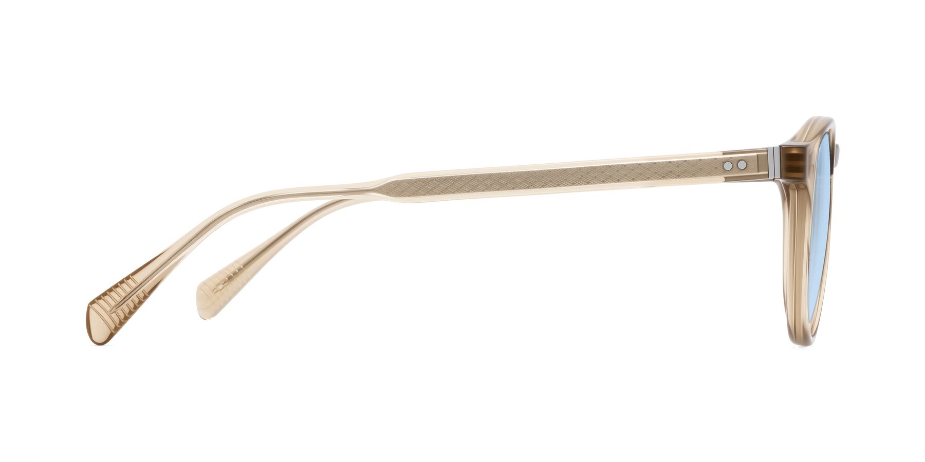 Side of Dayen in Champagne with Light Blue Tinted Lenses