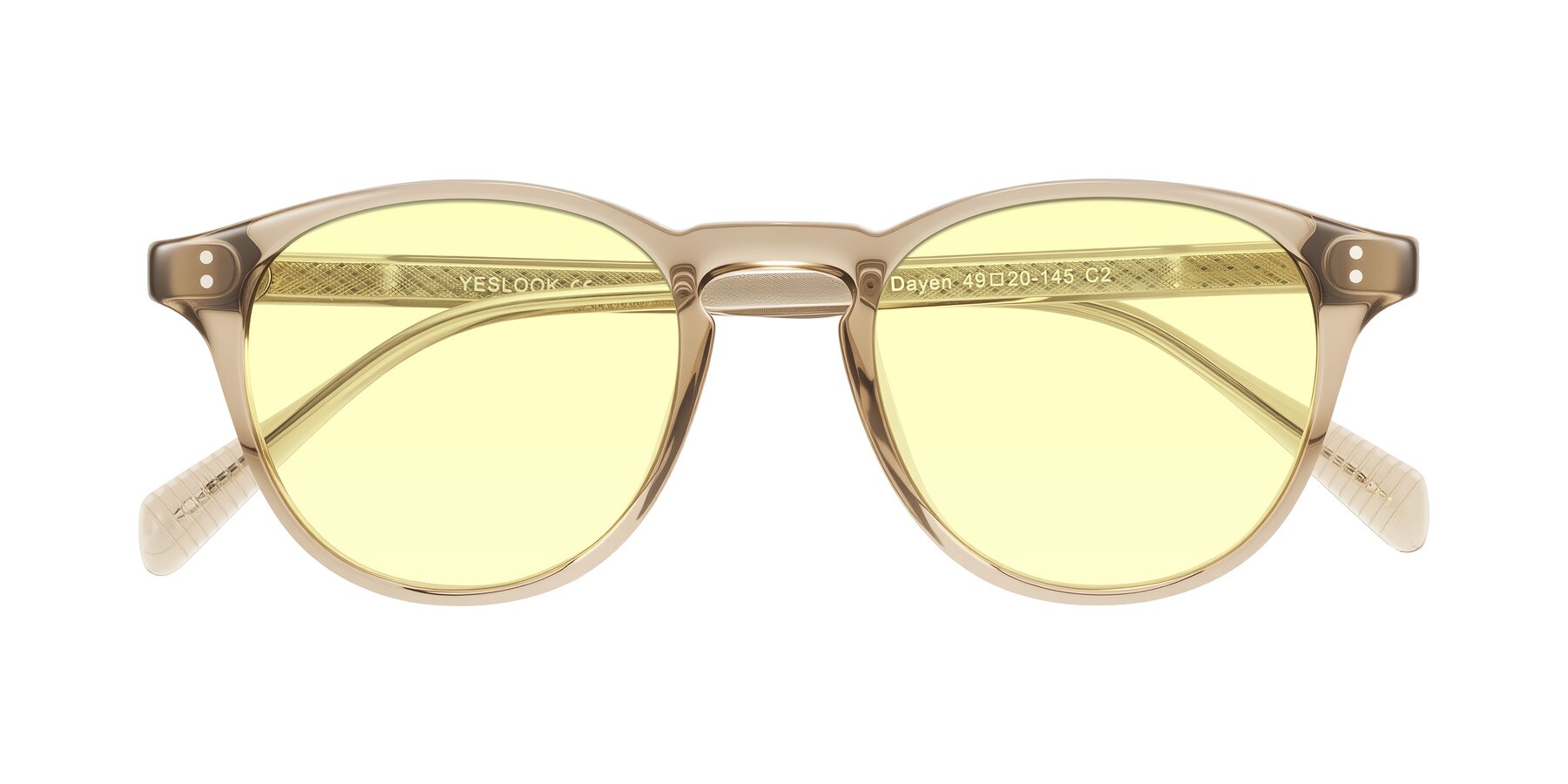 Folded Front of Dayen in Champagne with Light Yellow Tinted Lenses