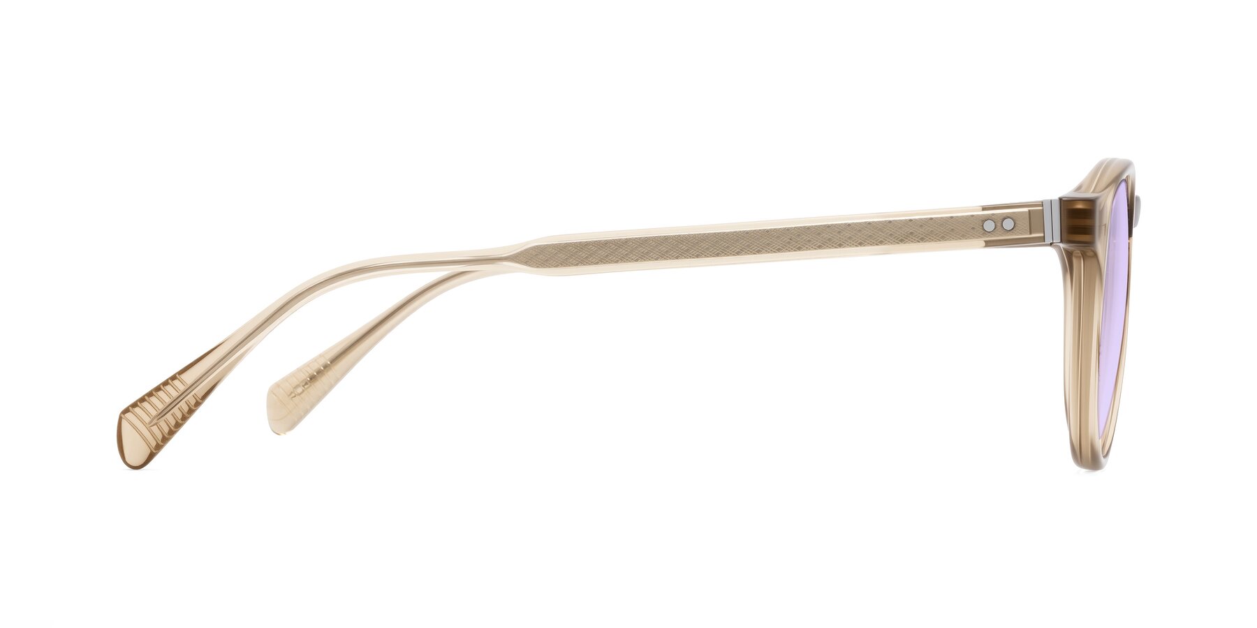 Side of Dayen in Champagne with Light Purple Tinted Lenses