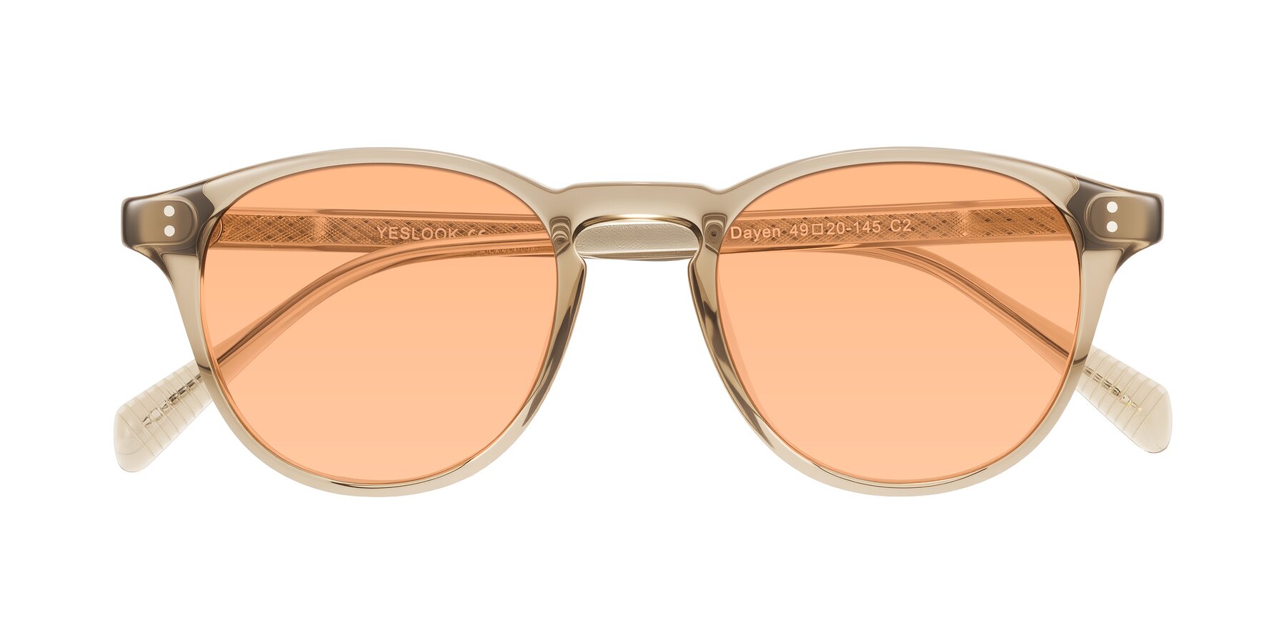 Folded Front of Dayen in Champagne with Light Orange Tinted Lenses