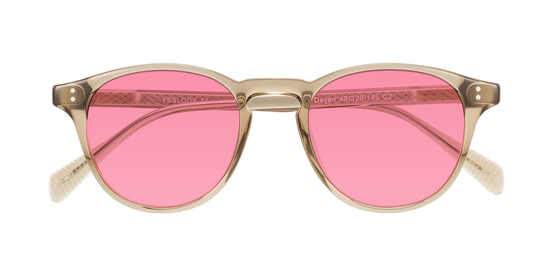Folded Front of Dayen in Champagne with Pink Tinted Lenses