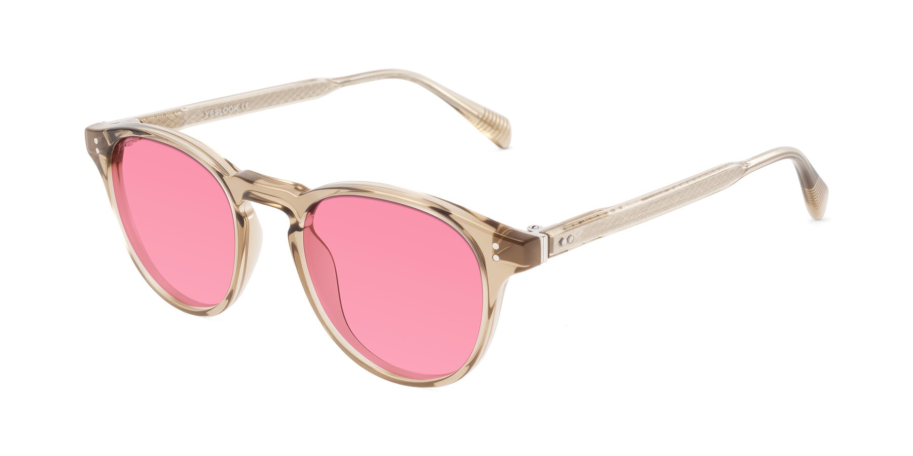 Angle of Dayen in Champagne with Pink Tinted Lenses