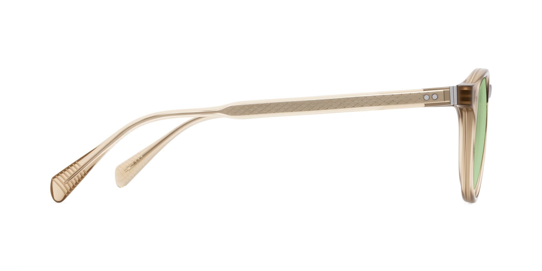 Side of Dayen in Champagne with Medium Green Tinted Lenses