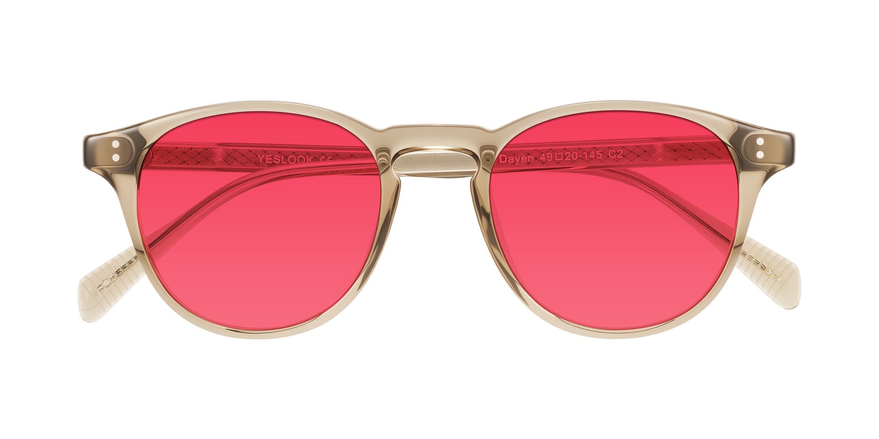 Folded Front of Dayen in Champagne with Red Tinted Lenses