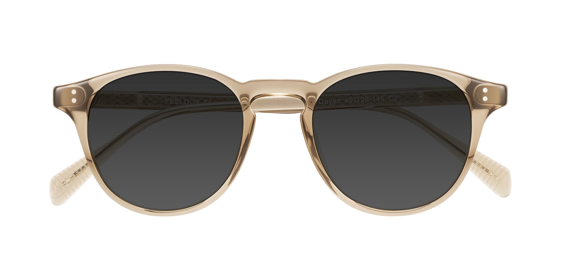 Folded Front of Dayen in Champagne with Gray Tinted Lenses
