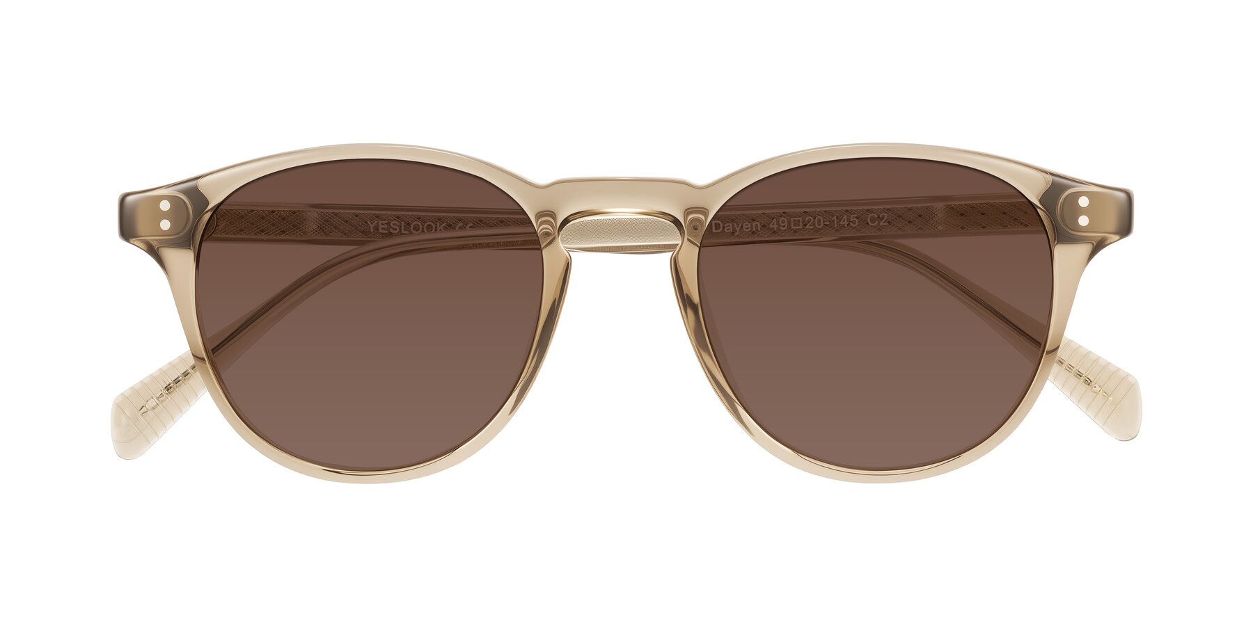 Folded Front of Dayen in Champagne with Brown Tinted Lenses