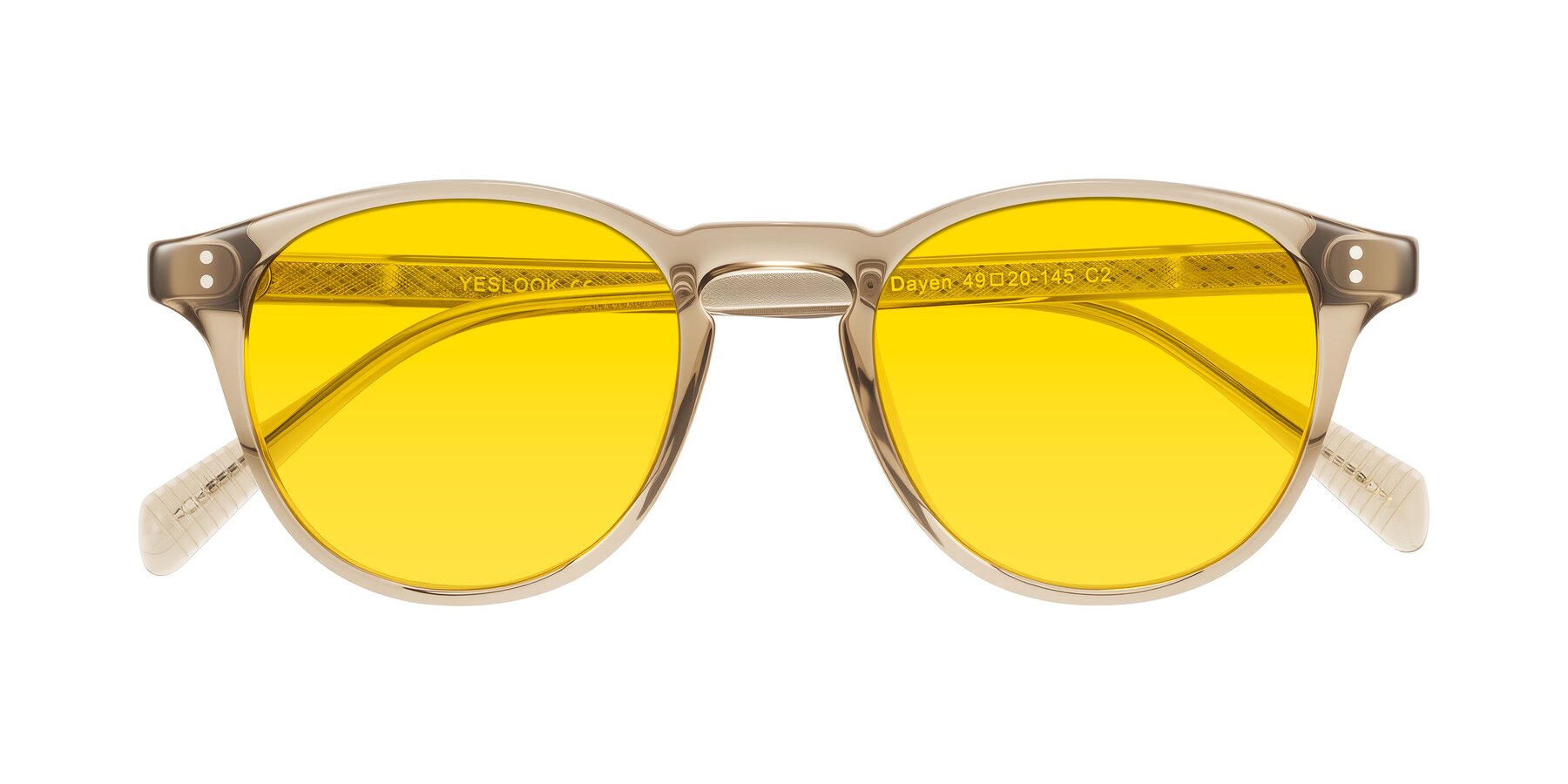 Folded Front of Dayen in Champagne with Yellow Tinted Lenses