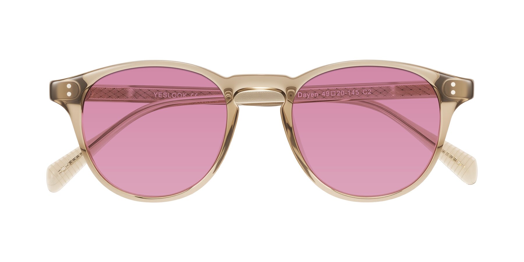 Folded Front of Dayen in Champagne with Medium Wine Tinted Lenses