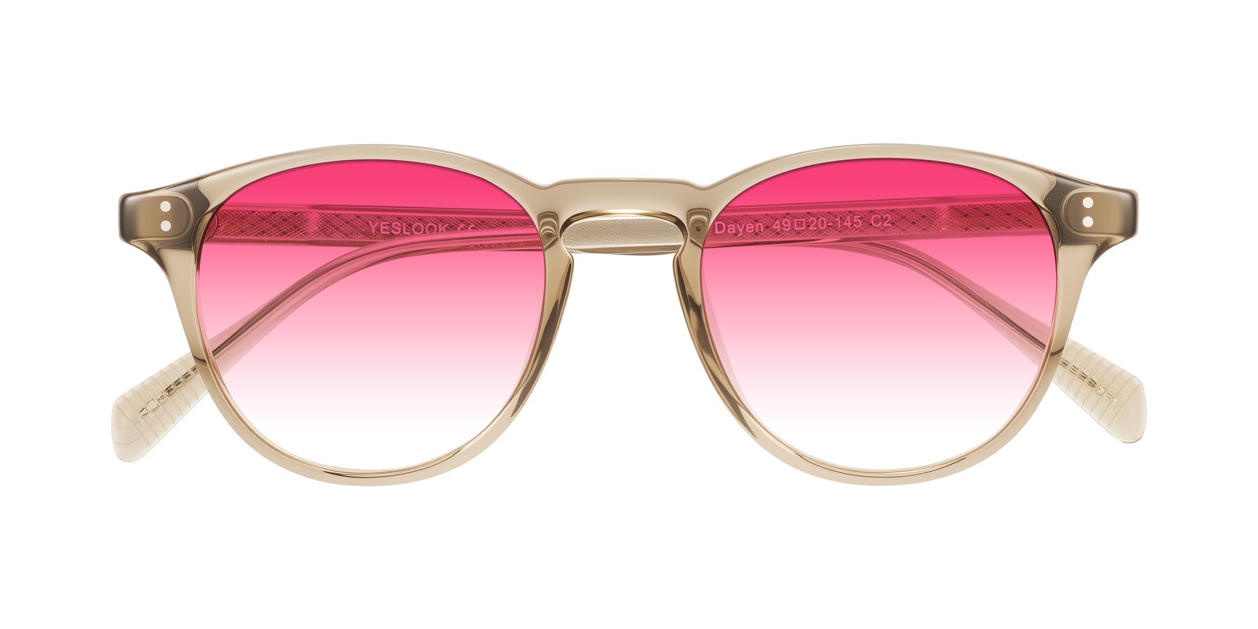 Folded Front of Dayen in Champagne with Pink Gradient Lenses