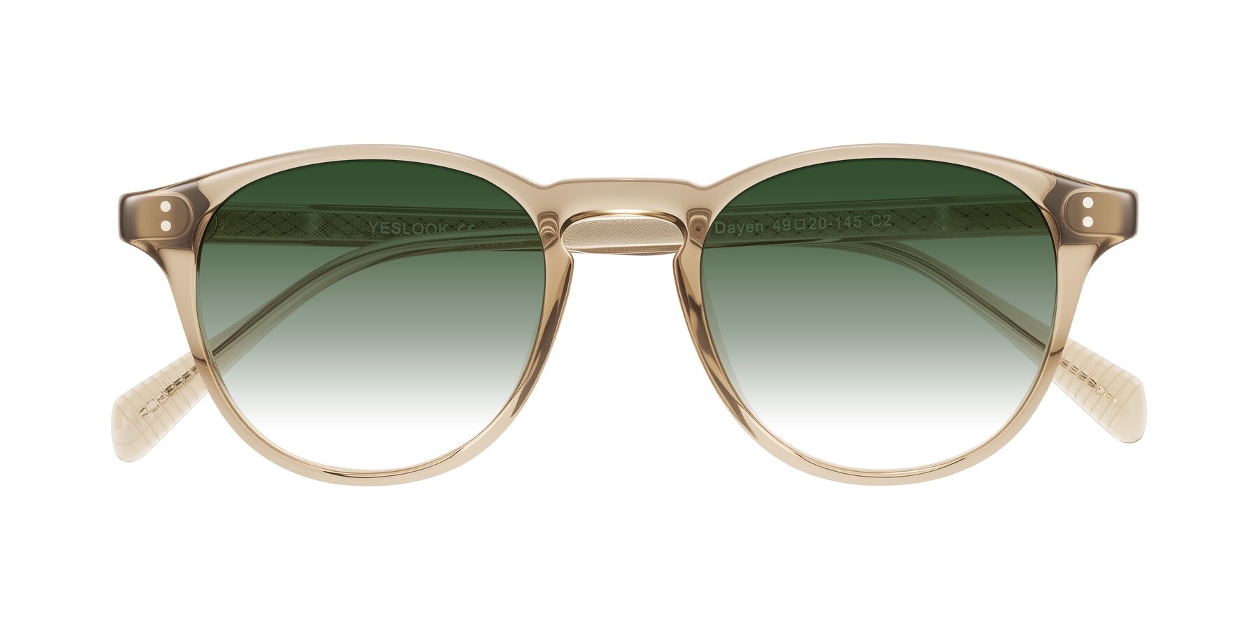 Folded Front of Dayen in Champagne with Green Gradient Lenses