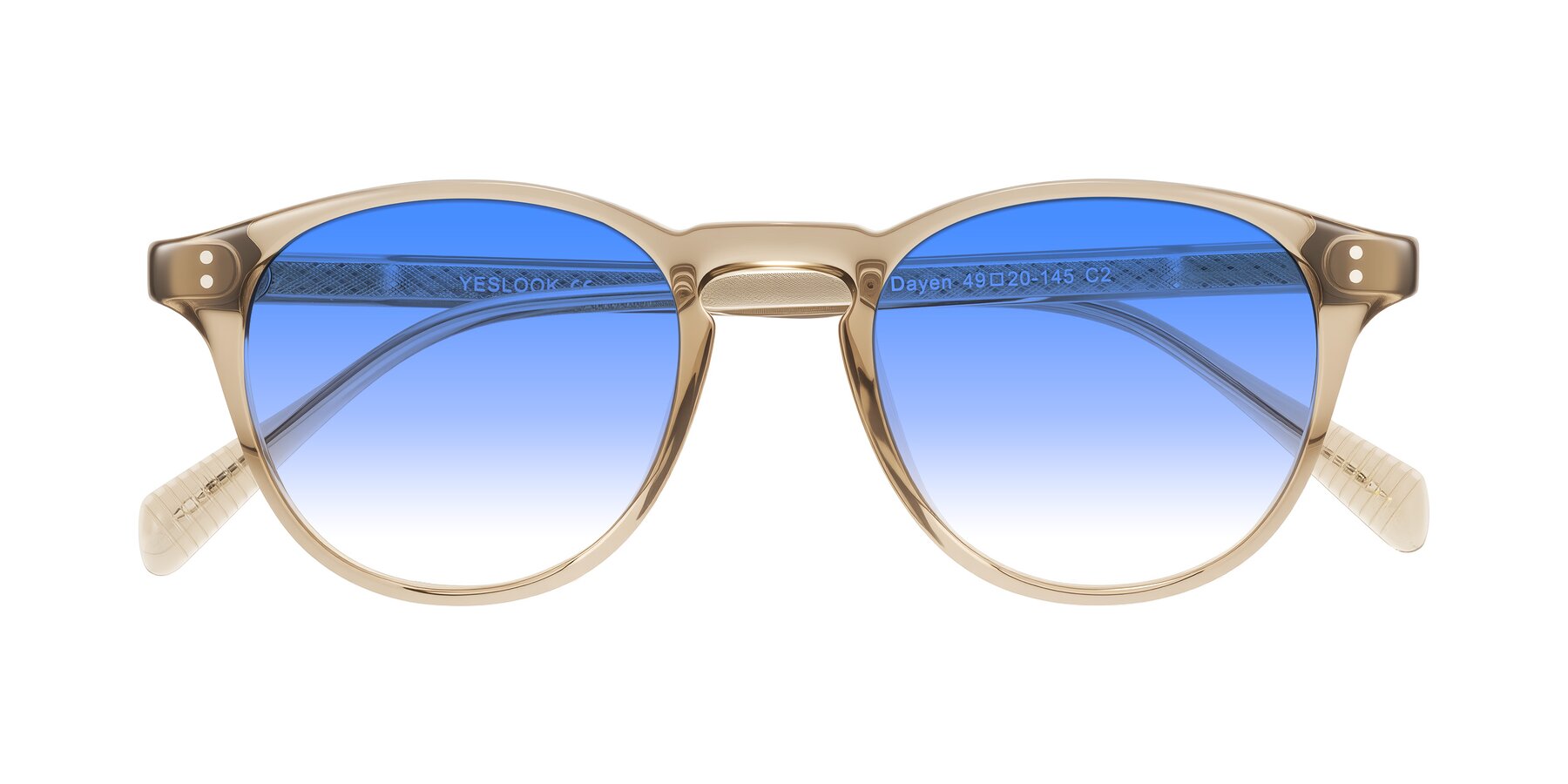 Folded Front of Dayen in Champagne with Blue Gradient Lenses