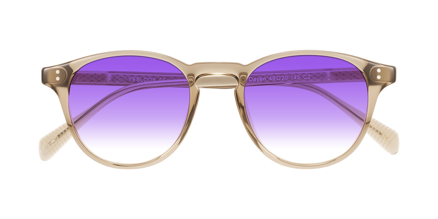 Folded Front of Dayen in Champagne with Purple Gradient Lenses