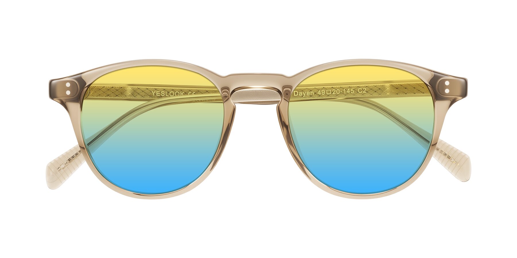 Folded Front of Dayen in Champagne with Yellow / Blue Gradient Lenses