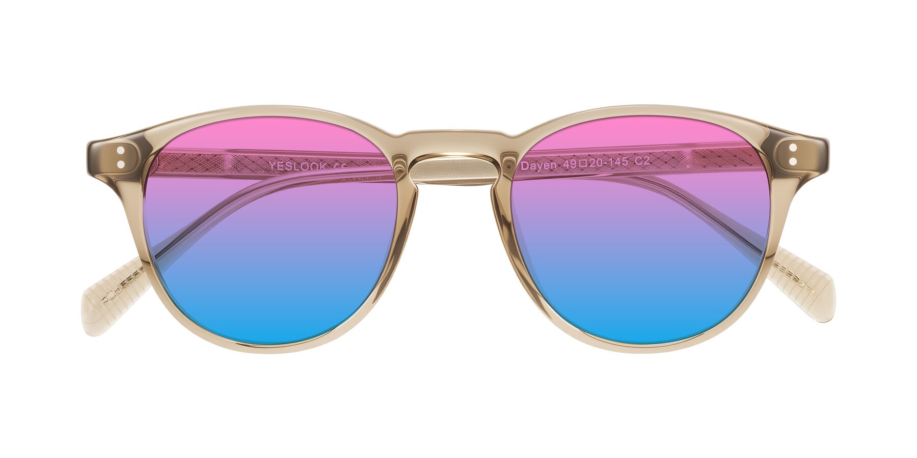Folded Front of Dayen in Champagne with Pink / Blue Gradient Lenses
