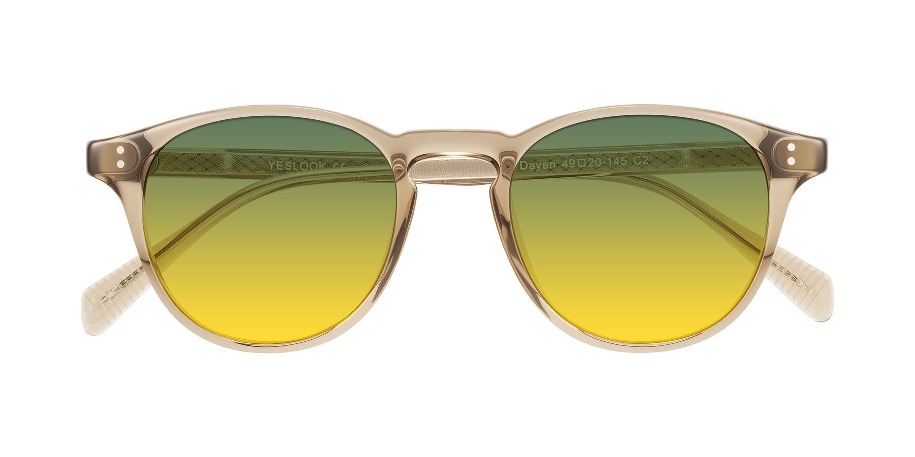 Folded Front of Dayen in Champagne with Green / Yellow Gradient Lenses