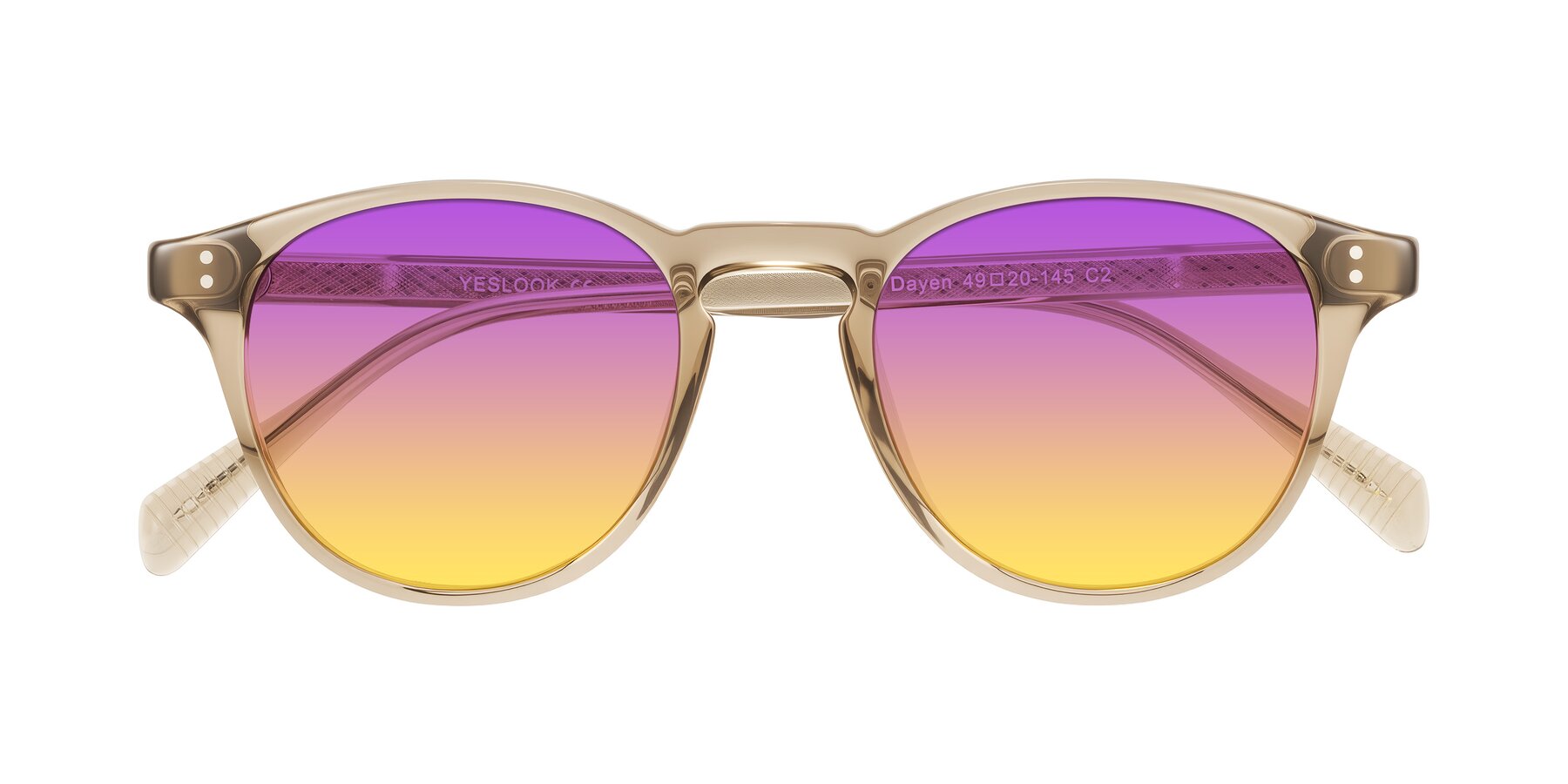 Folded Front of Dayen in Champagne with Purple / Yellow Gradient Lenses