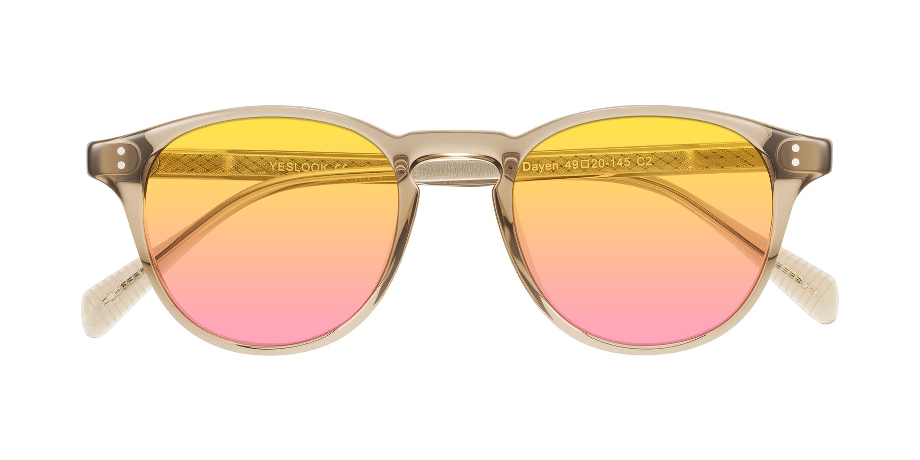 Folded Front of Dayen in Champagne with Yellow / Pink Gradient Lenses