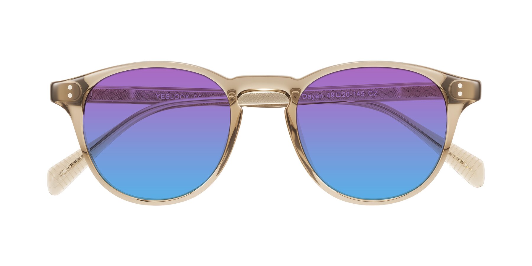 Folded Front of Dayen in Champagne with Purple / Blue Gradient Lenses