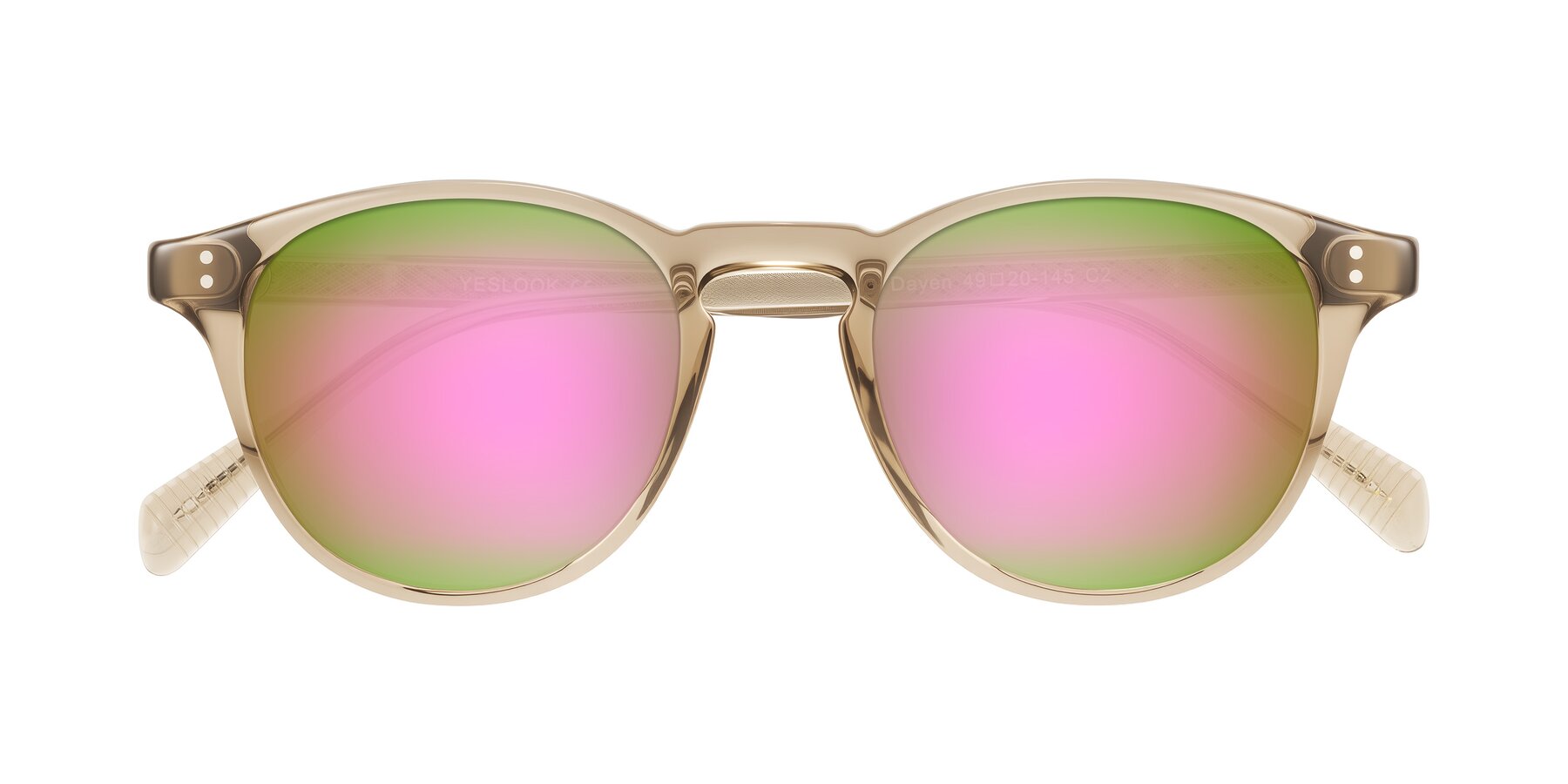 Folded Front of Dayen in Champagne with Pink Mirrored Lenses