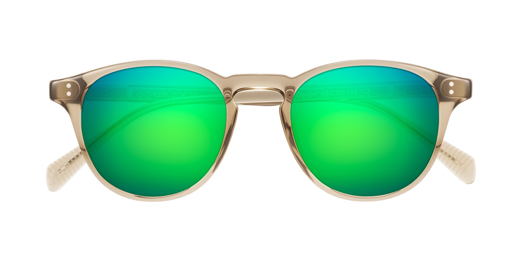 Folded Front of Dayen in Champagne with Green Mirrored Lenses