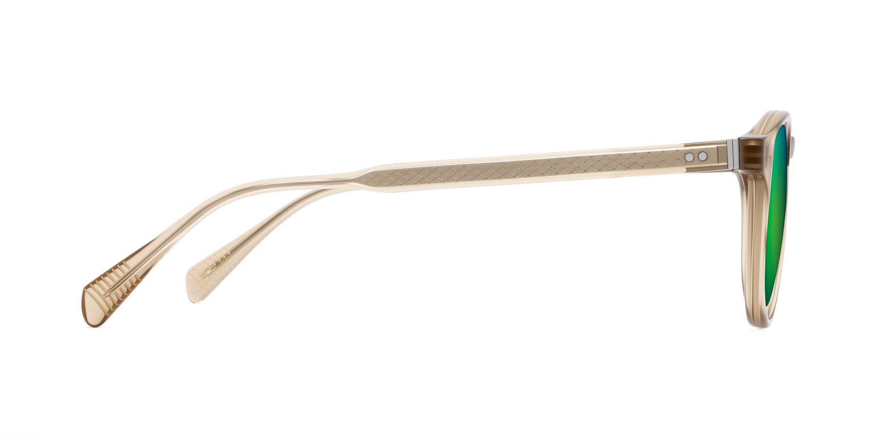 Side of Dayen in Champagne with Green Mirrored Lenses