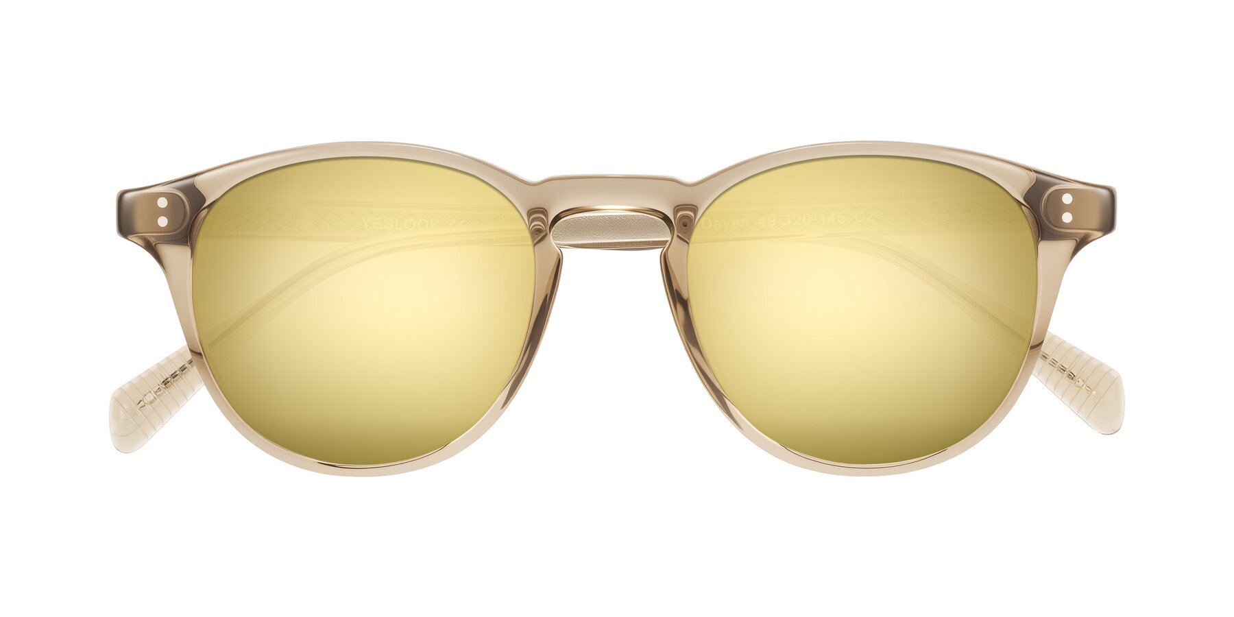 Folded Front of Dayen in Champagne with Gold Mirrored Lenses
