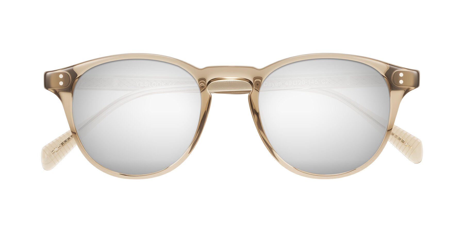 Folded Front of Dayen in Champagne with Silver Mirrored Lenses