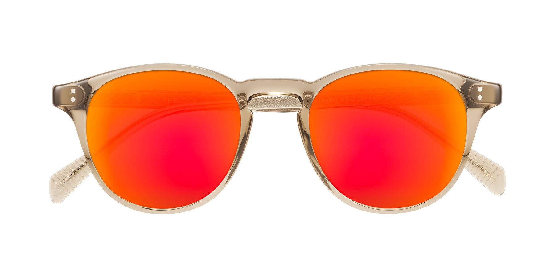 Folded Front of Dayen in Champagne with Red Gold Mirrored Lenses
