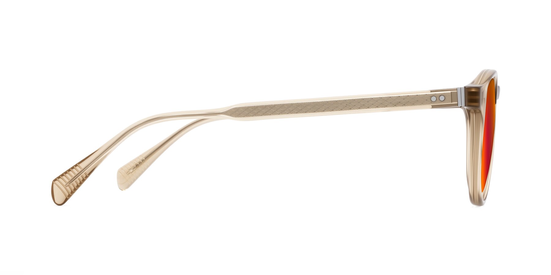 Side of Dayen in Champagne with Red Gold Mirrored Lenses