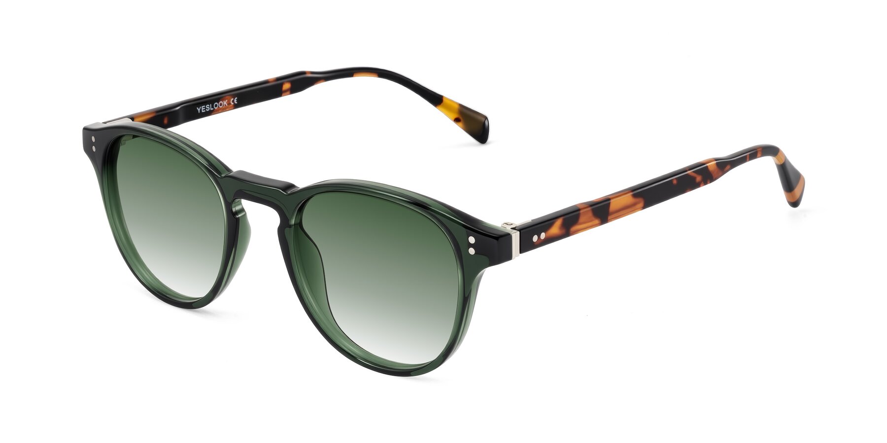 Angle of Dayen in Dark Green/Tortoise with Green Gradient Lenses