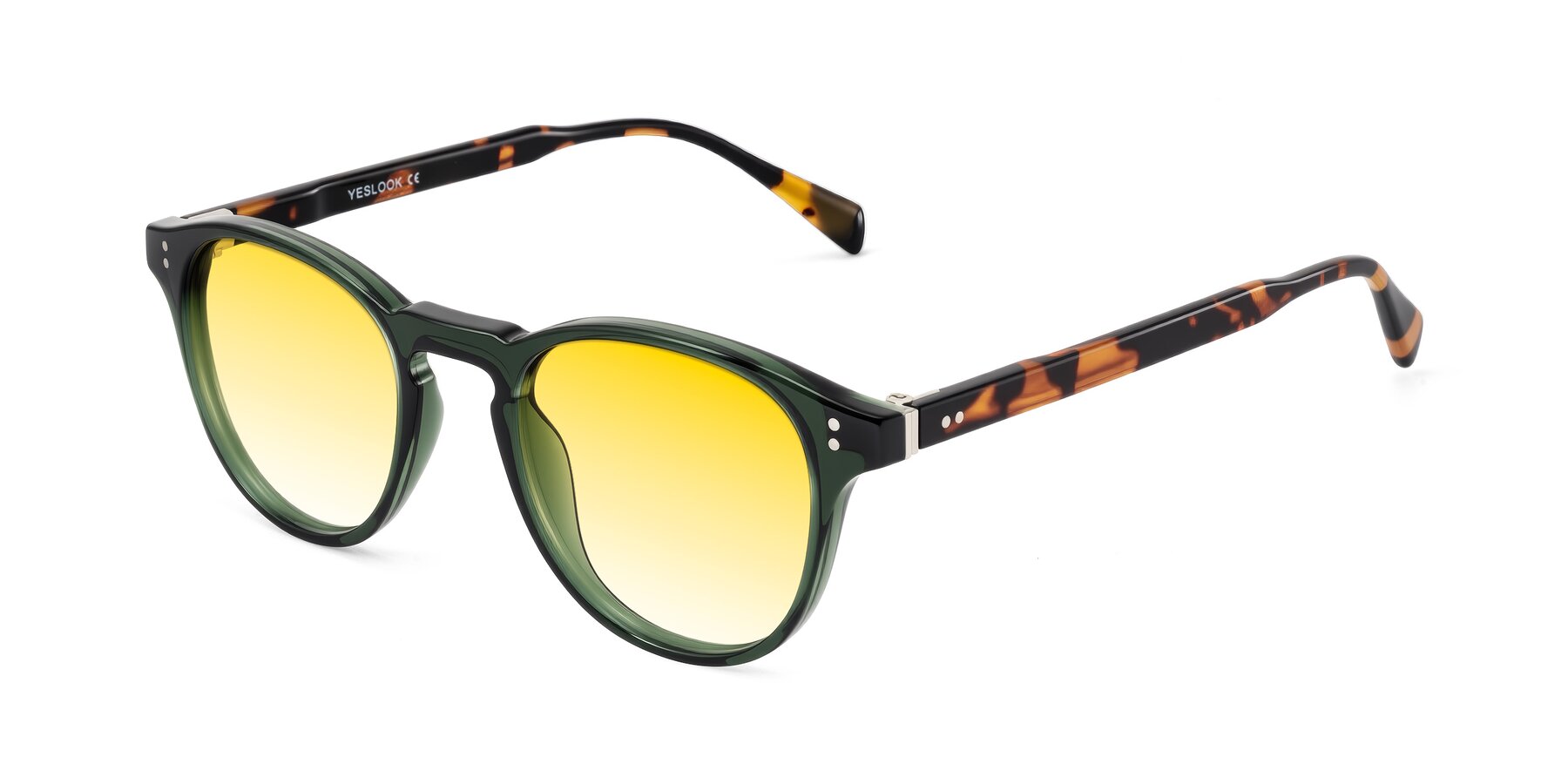 Angle of Dayen in Dark Green/Tortoise with Yellow Gradient Lenses