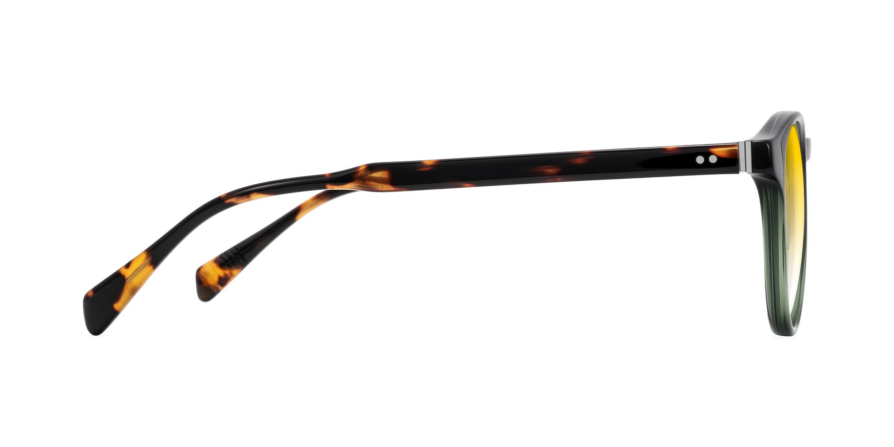 Side of Dayen in Dark Green/Tortoise with Yellow Gradient Lenses