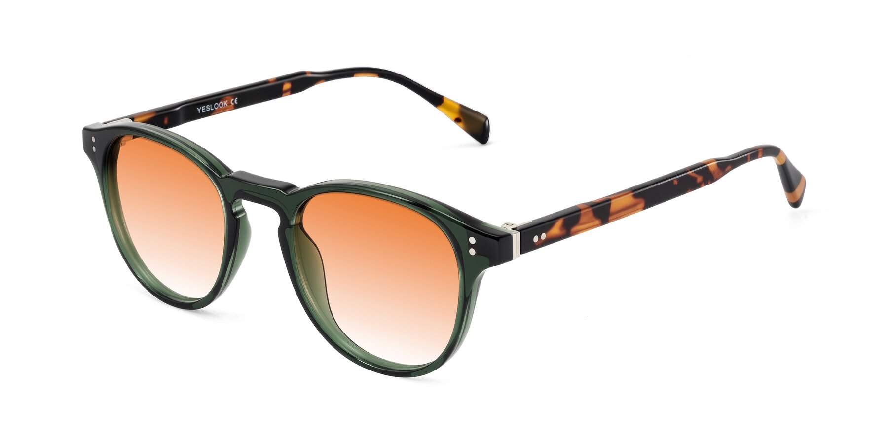 Angle of Dayen in Dark Green/Tortoise with Orange Gradient Lenses