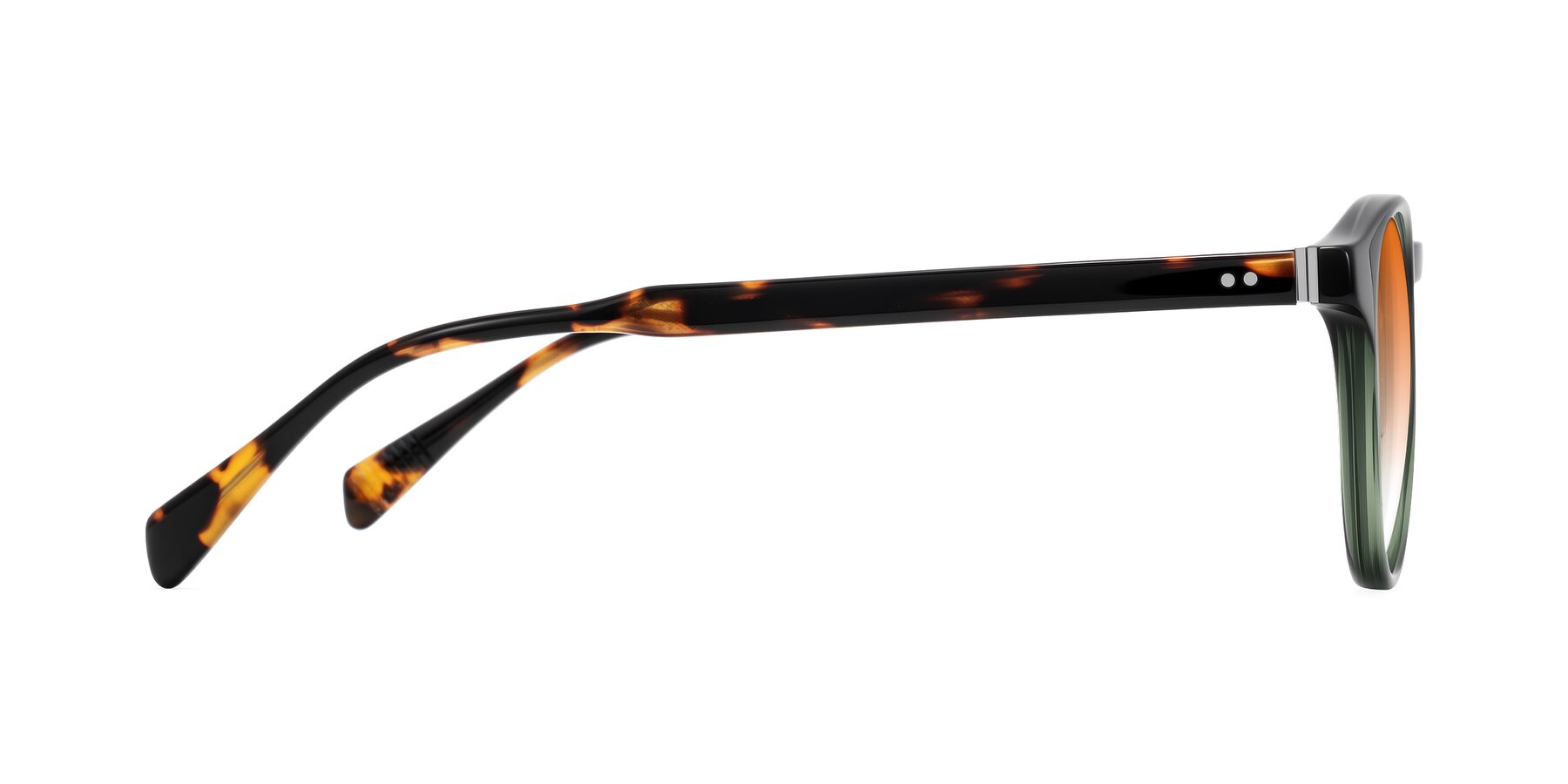 Side of Dayen in Dark Green/Tortoise with Orange Gradient Lenses