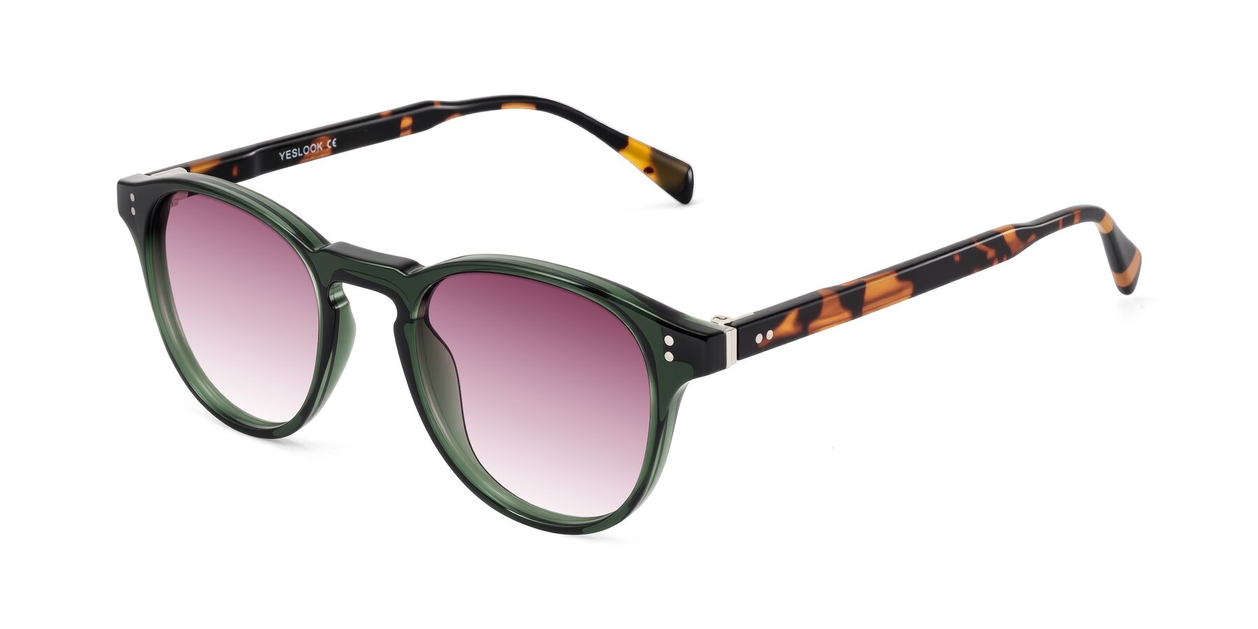Angle of Dayen in Dark Green/Tortoise with Wine Gradient Lenses
