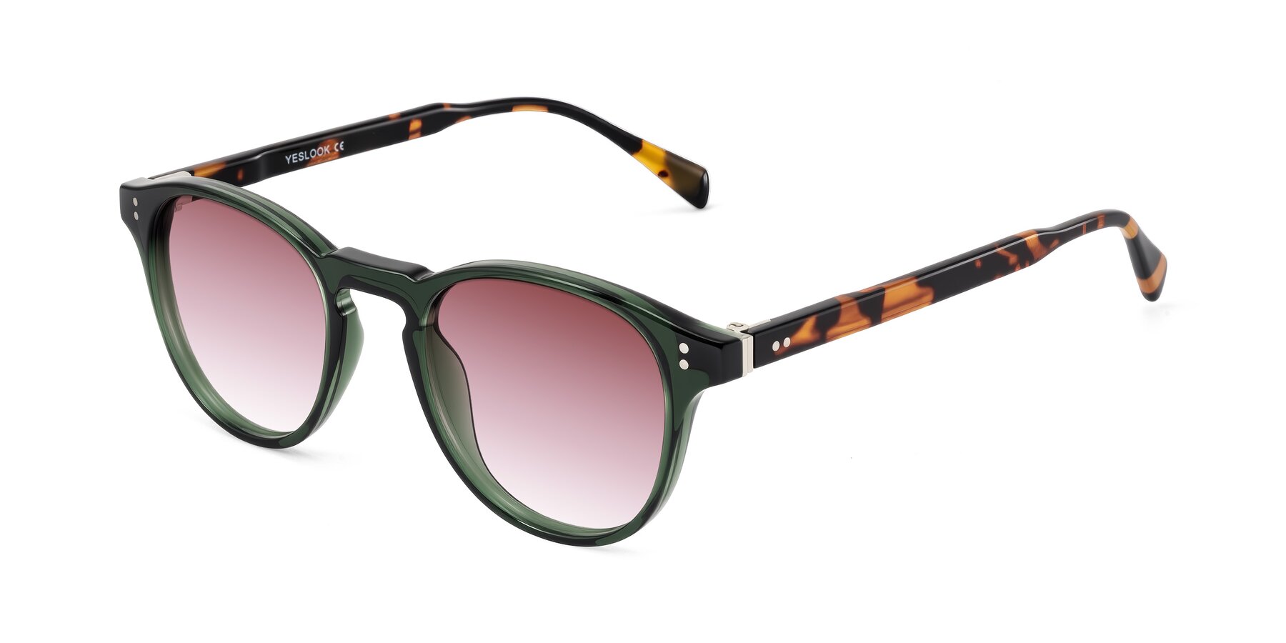 Angle of Dayen in Dark Green/Tortoise with Garnet Gradient Lenses